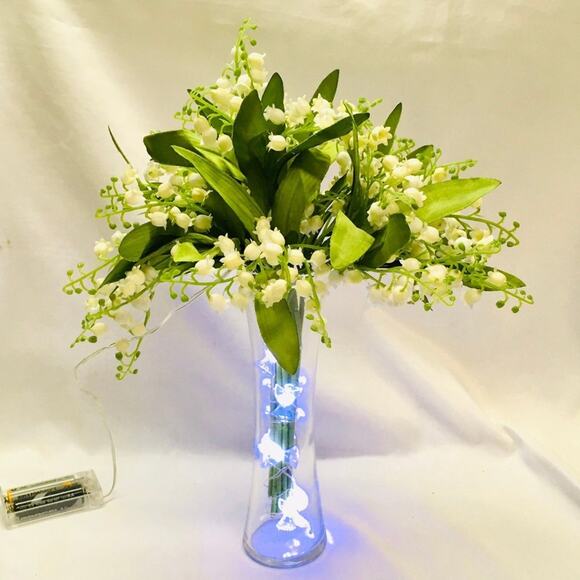 Artificial Lily of the Valley LED Arraingement - Picture 1 of 5